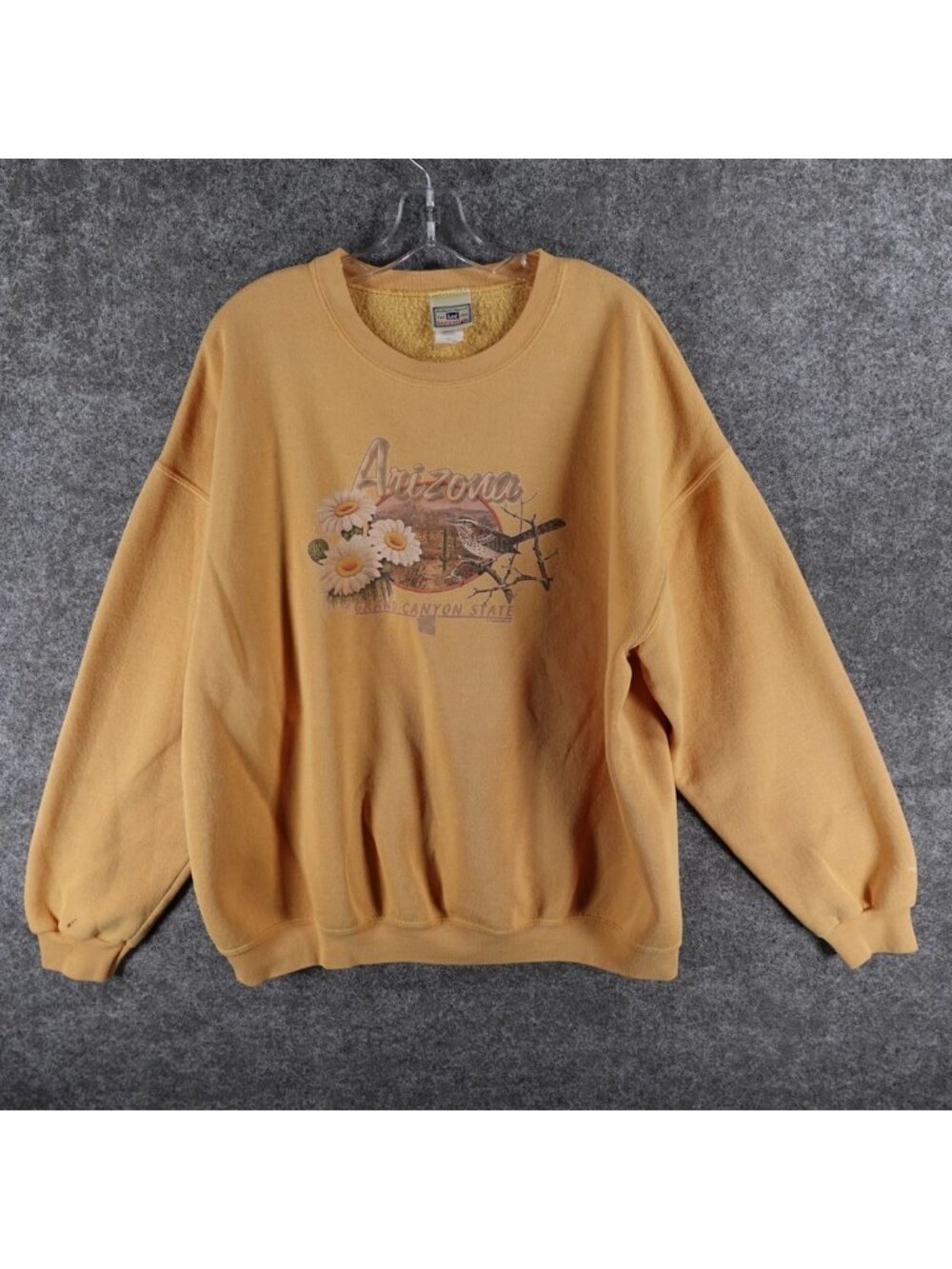 Lee Heavyweight Crewneck Sweatshirt Mens XL Yellow Fleece Arizona Desert Graphic